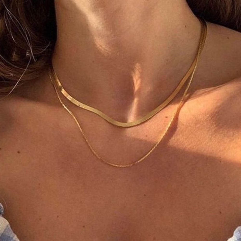 18K gold plated double layered necklace - Picture 2 of 3